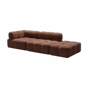 Wholesale Compression Living Room Furniture – Modern Sectional Modular L-Shape Linen Velvet Vacuum-Packed Sofa Set