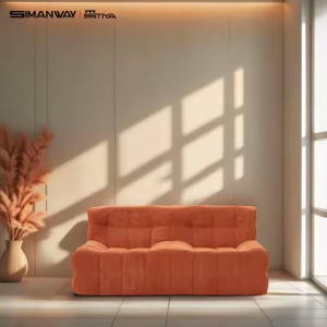 Living Room Couch 2-Seater Sofa – Lazy Furniture Sofa Set, Orange Compression Vacuum Foam Sofa Bed