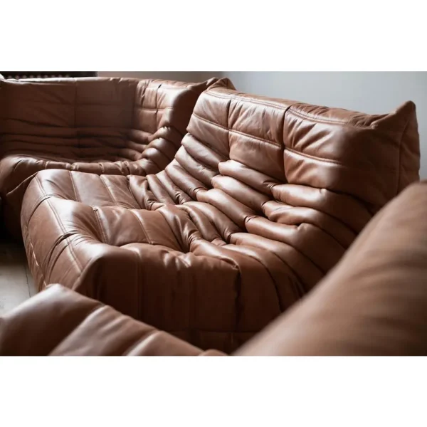 Brown Leather Togo Living Room Set by Michel Ducaroy for Ligne Roset - Image 2