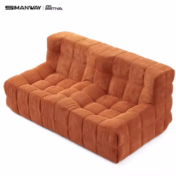 Living Room Couch 2-Seater Sofa – Lazy Furniture Sofa Set, Orange Compression Vacuum Foam Sofa Bed - Image 2