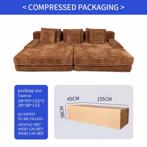 Modern Fashion Compression Sofa – Large Size Vacuum-Packed Velvet Sofa Bed with Customizable Options - Image 2