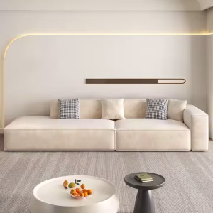 Modern Design Living Room Sectional Couch Set – I-Shape Modular Velvet Fabric Sofa for Apartments and Homes