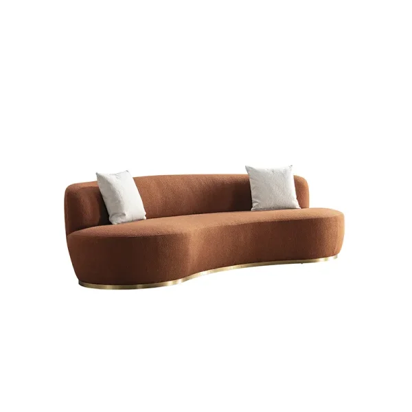 Nordic Modern Luxury Sofa – Curved Fabric Couch with Stainless Steel Legs - Image 2