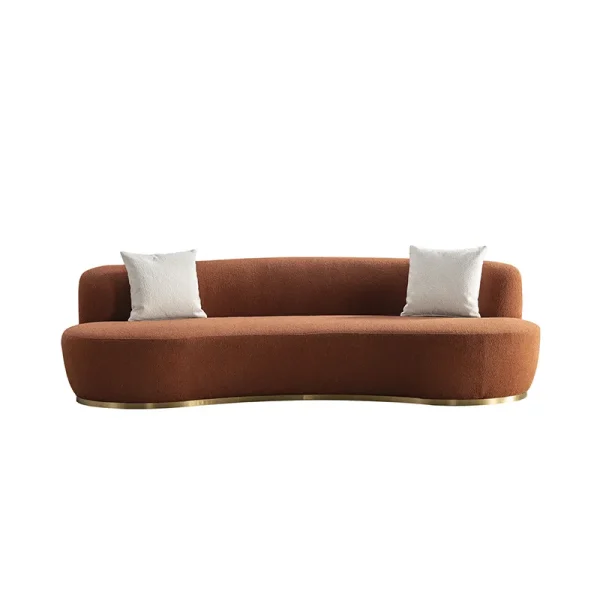Nordic Modern Luxury Sofa – Curved Fabric Couch with Stainless Steel Legs